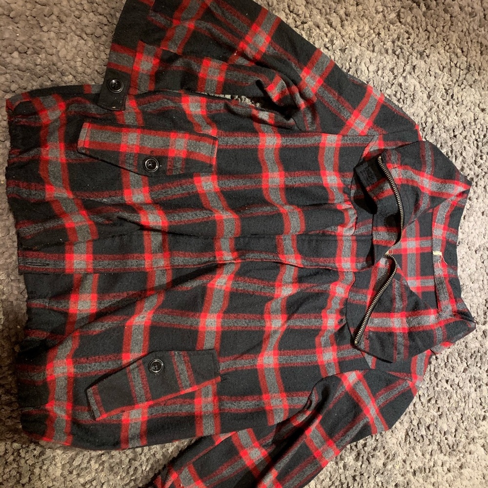 Plaid zip up jacket